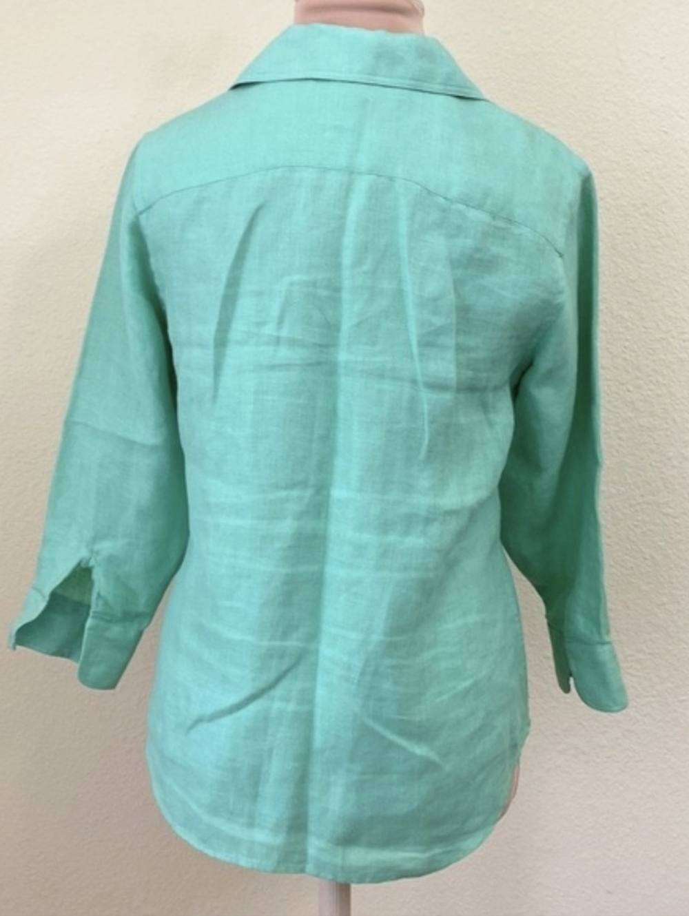 Lauren Ralph Lauren Linen Light Teal Button Down Top Sz 2X *Q - Picture 2 of 4